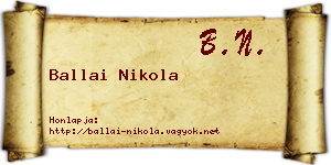 Ballai Nikola névjegykártya